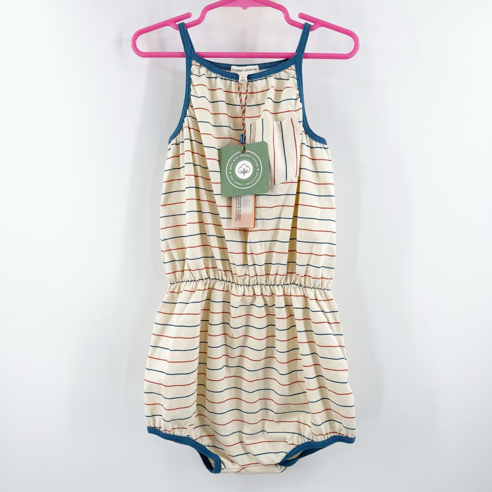 The Sunday Collective Playsuit Girls Size 8-9 Years NWT Multi-Stripe Summer